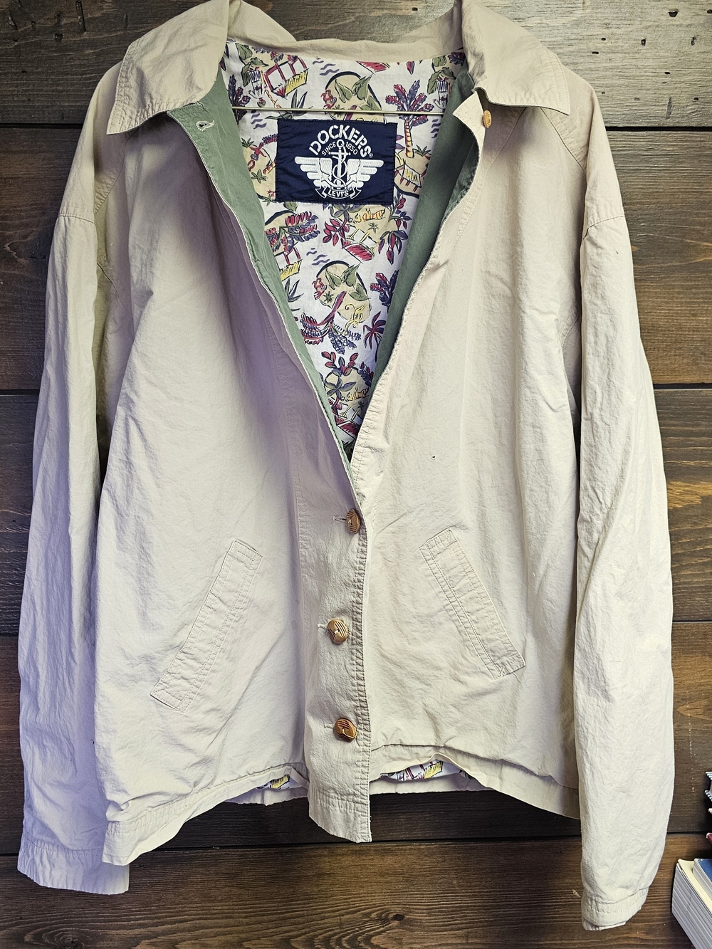 Dockers Beige Lightweight Spring Jacket Size XL Womens Button Front